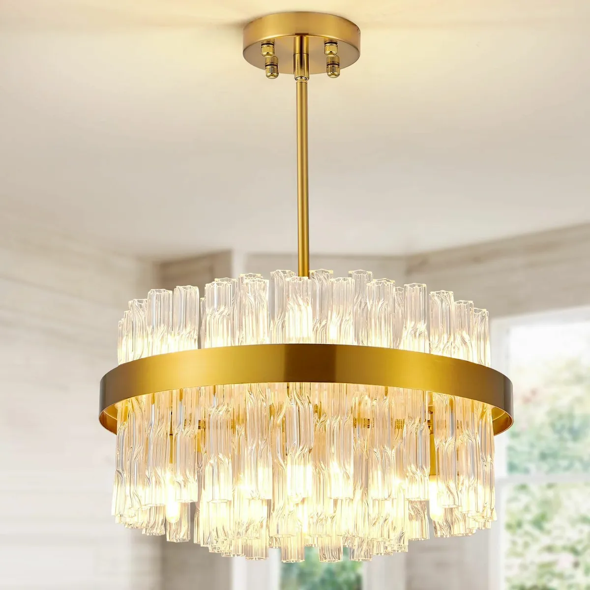 Gold Crystal Chandeliers Flush Mount Ceiling - Image 1