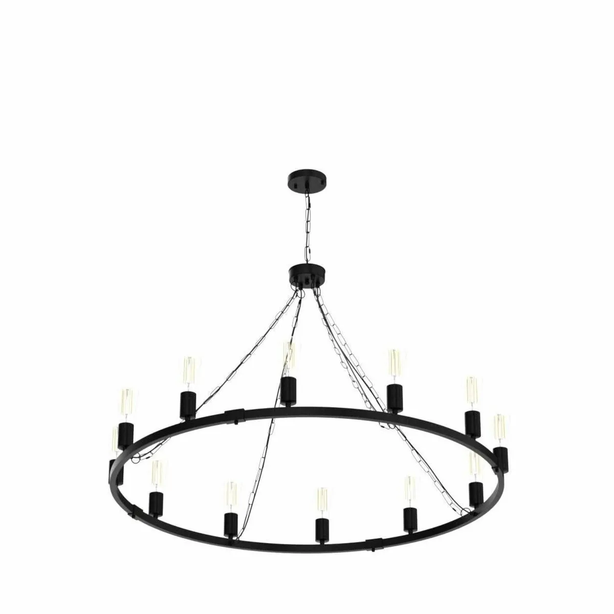 Rustic Chandelier 12-Light Wagon Wheel Black - Image 4