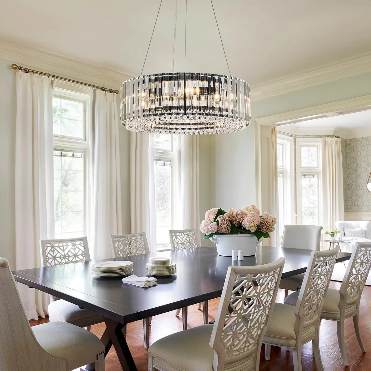 Modern Crystal Chandelier Black Metal 6 Lights - Image 3