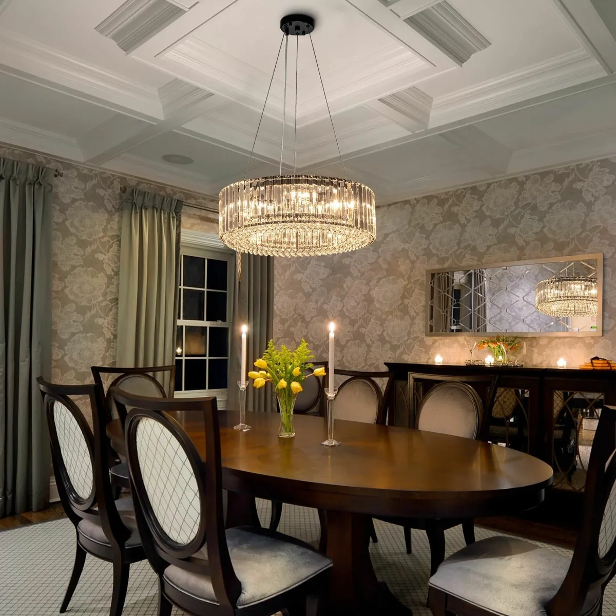 Modern Crystal Chandelier Black Metal 6 Lights - Image 4