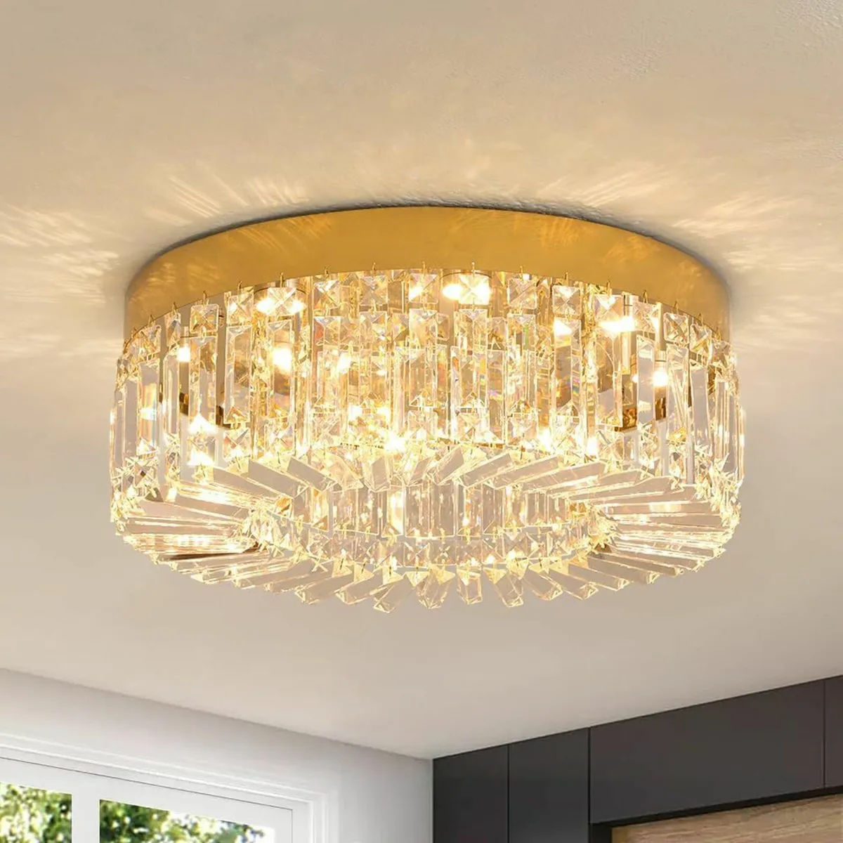 Crystal Chandelier 50CM Gold Semi Flush Mount - Image 1