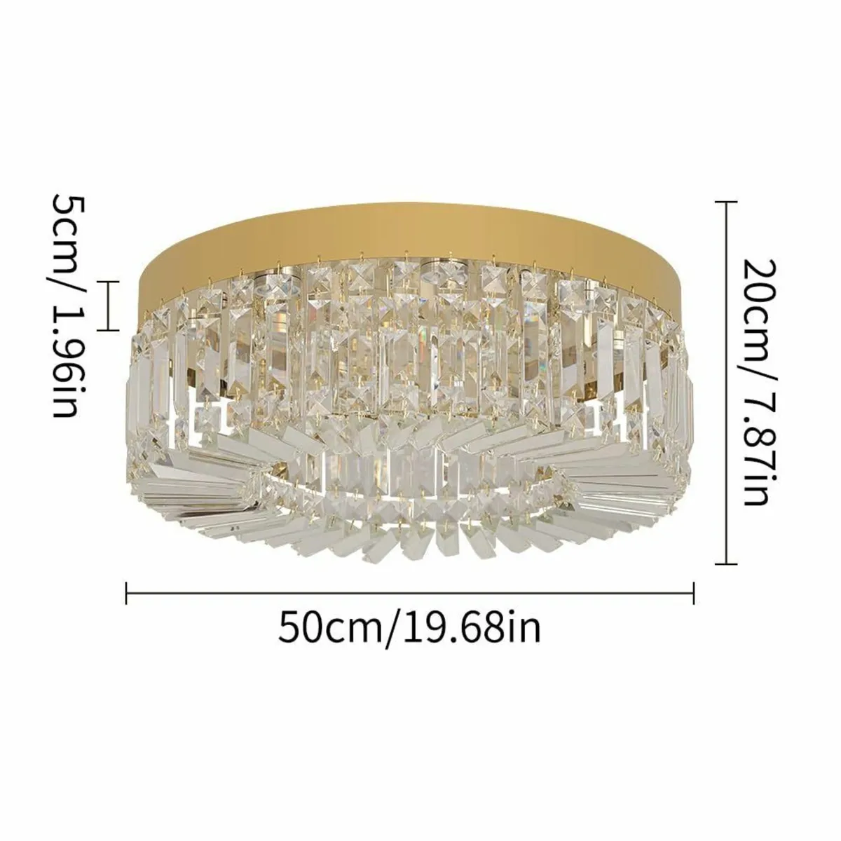 Crystal Chandelier 50CM Gold Semi Flush Mount - Image 2
