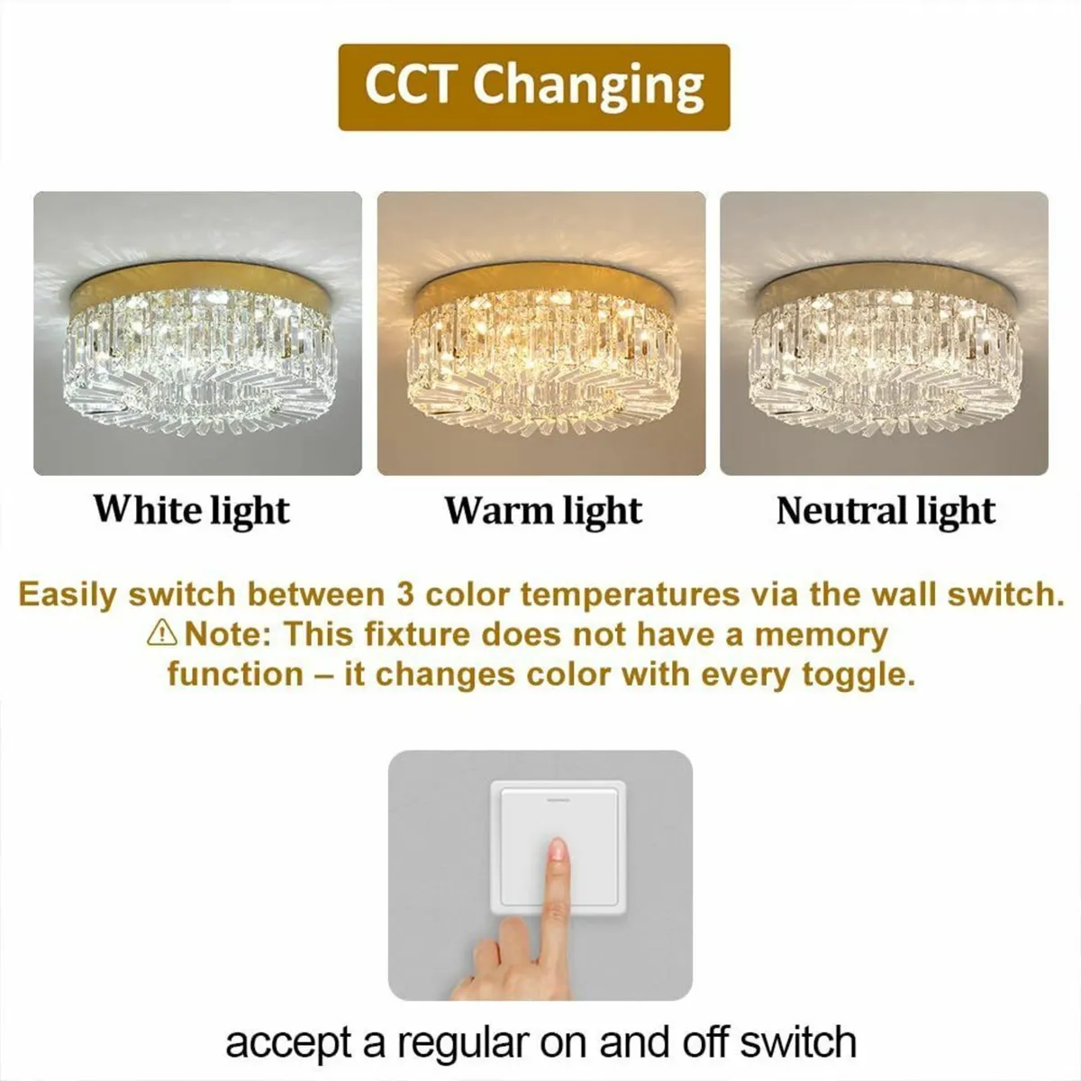 Crystal Chandelier 50CM Gold Semi Flush Mount - Image 3