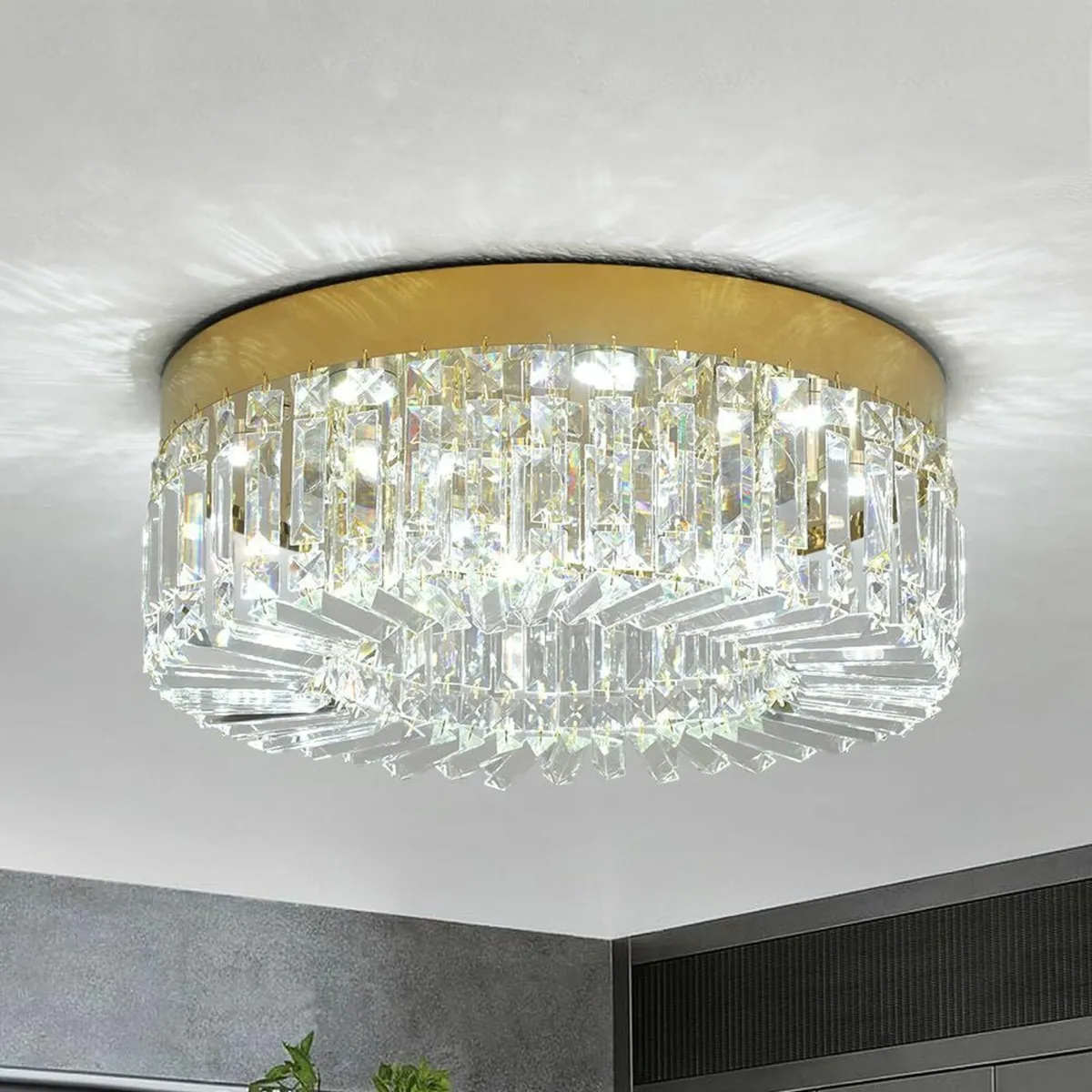 Crystal Chandelier 50CM Gold Semi Flush Mount - Image 4