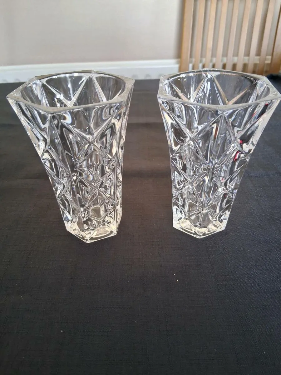 2 Small Crystal Vases - Image 1