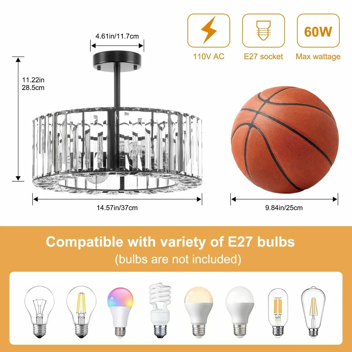 Modern Crystal Ceiling Lights Fixture 4-Lights - Image 2