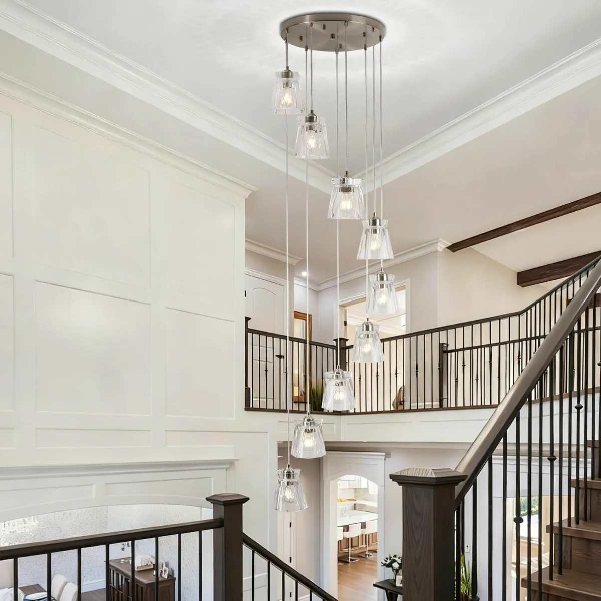 Long Chandelier for High Ceilings Modern Crystal - Image 1