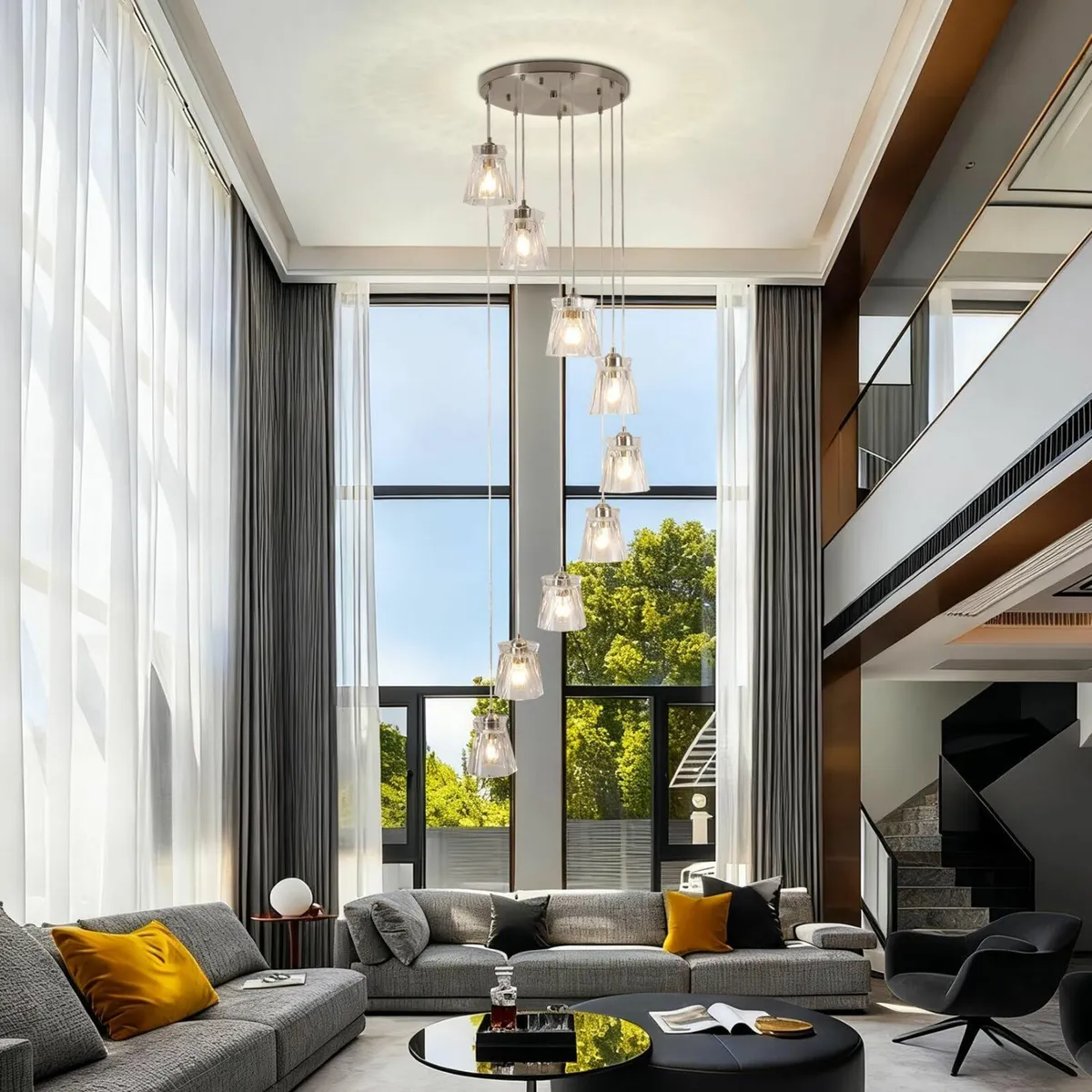 Long Chandelier for High Ceilings Modern Crystal - Image 2