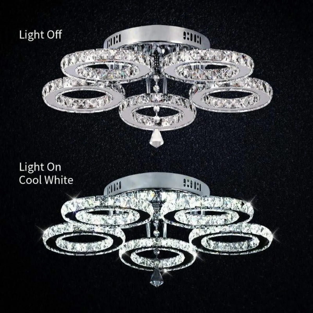 Modern Led Crystal Chandelier 5 Circle Rings - Image 2