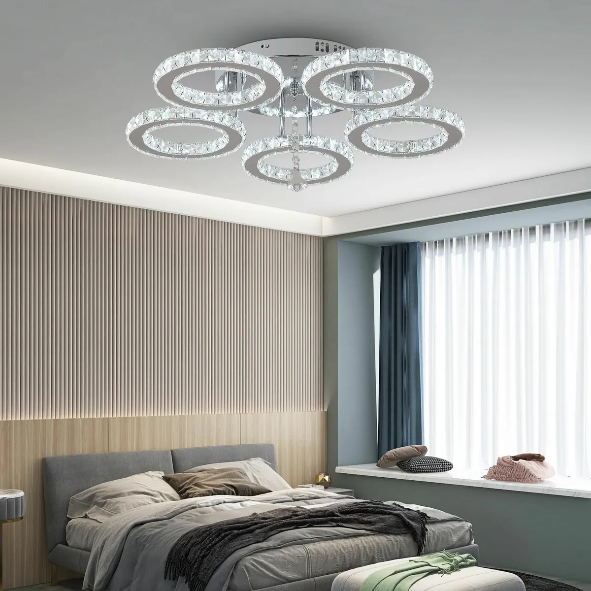 Modern Led Crystal Chandelier 5 Circle Rings - Image 3