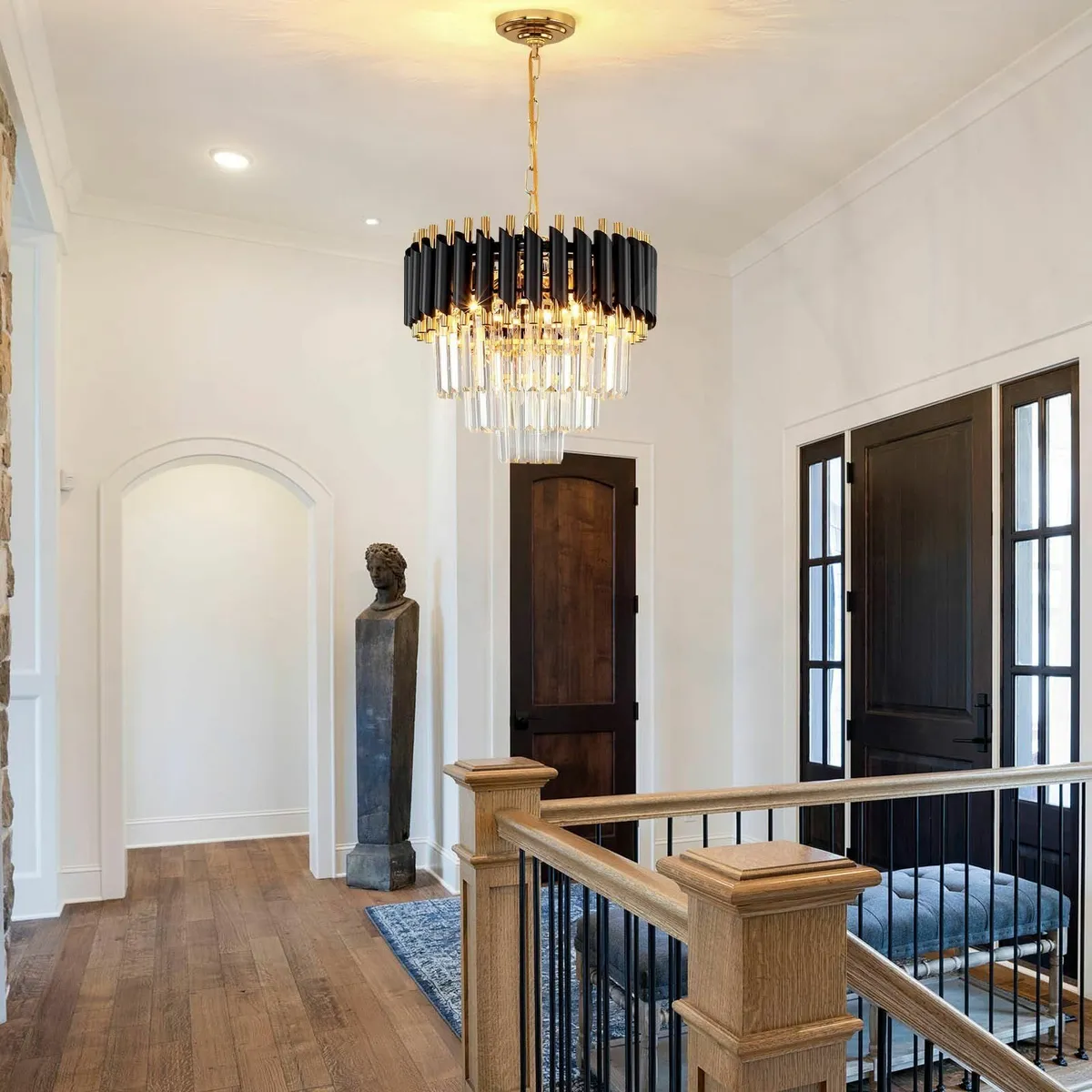 Black and Gold Crystal Chandelier Pendant Light - Image 2