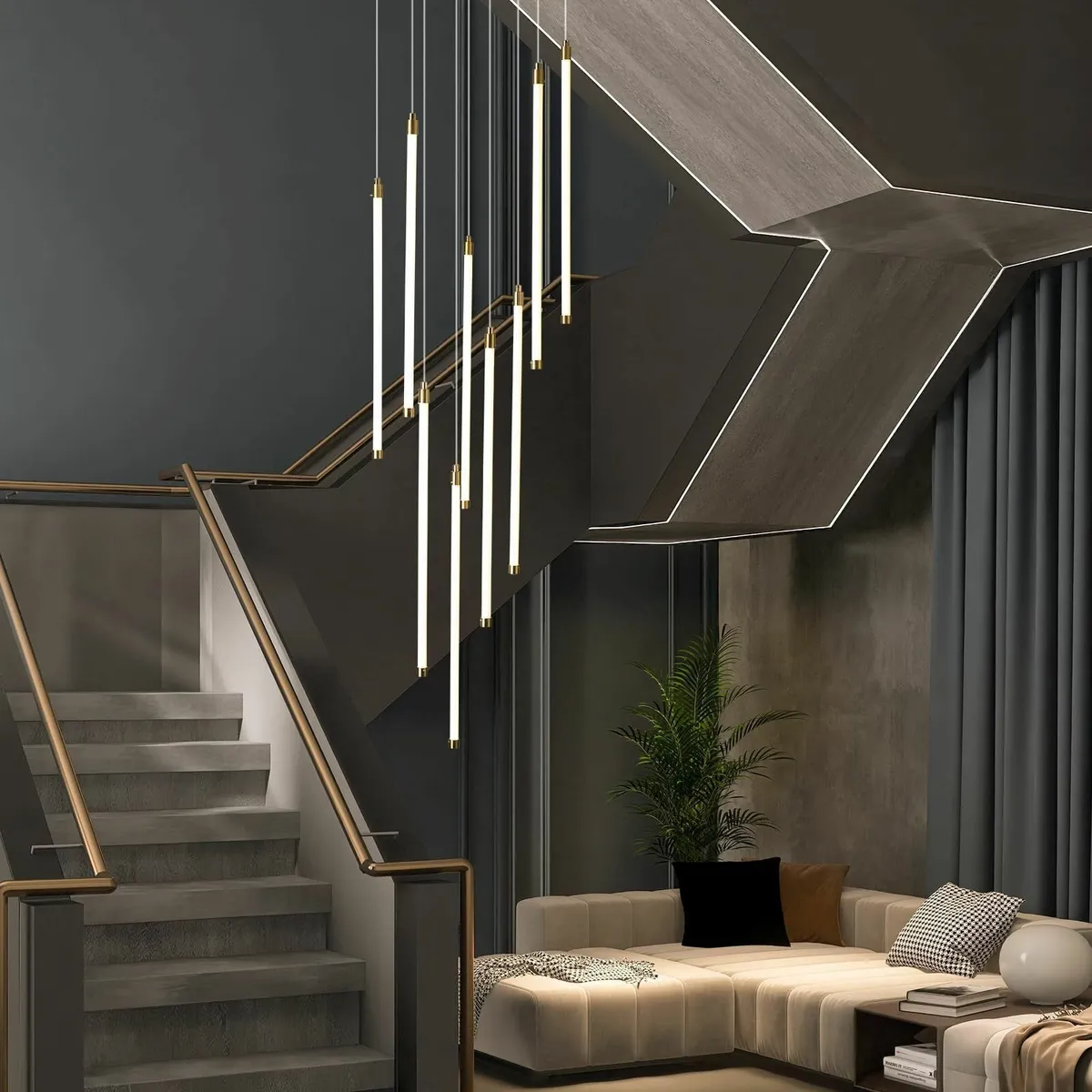 Modern LED Chandelier for Villa Staircase 2.5m - Image 2