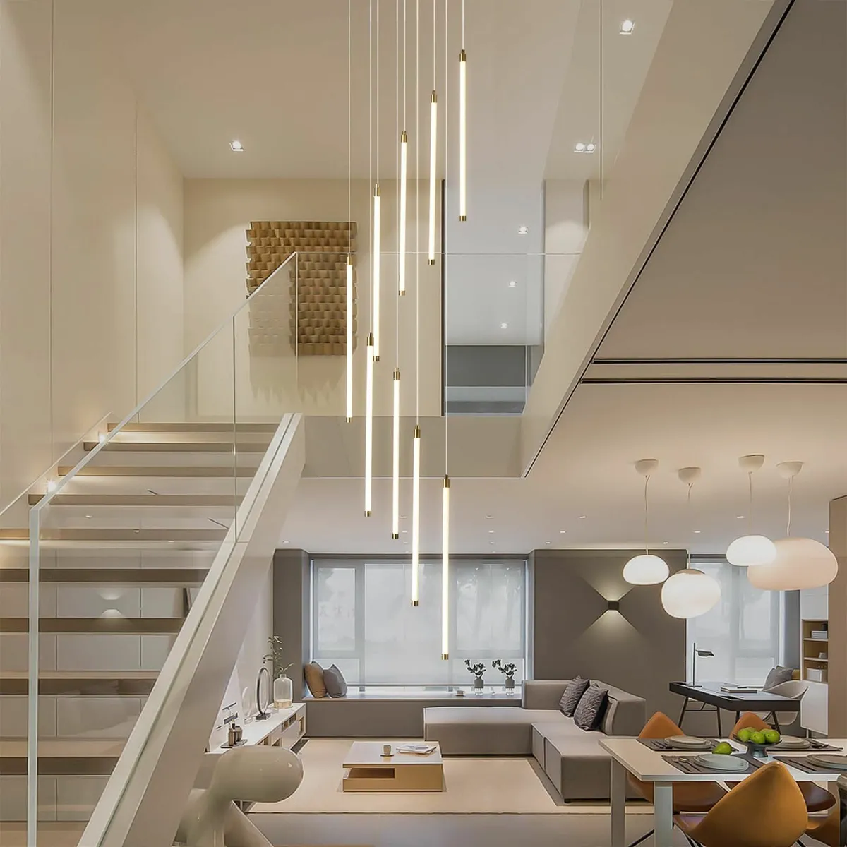 Modern LED Chandelier for Villa Staircase 2.5m - Image 4