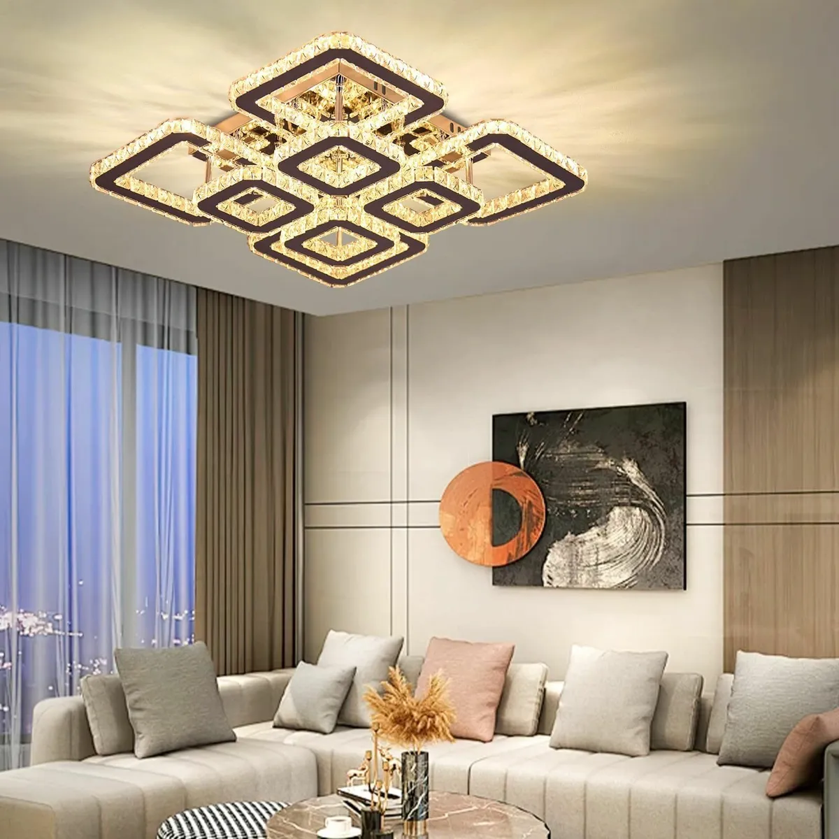 Modern Crystal Chandeliers Square LED Ceiling - Image 3