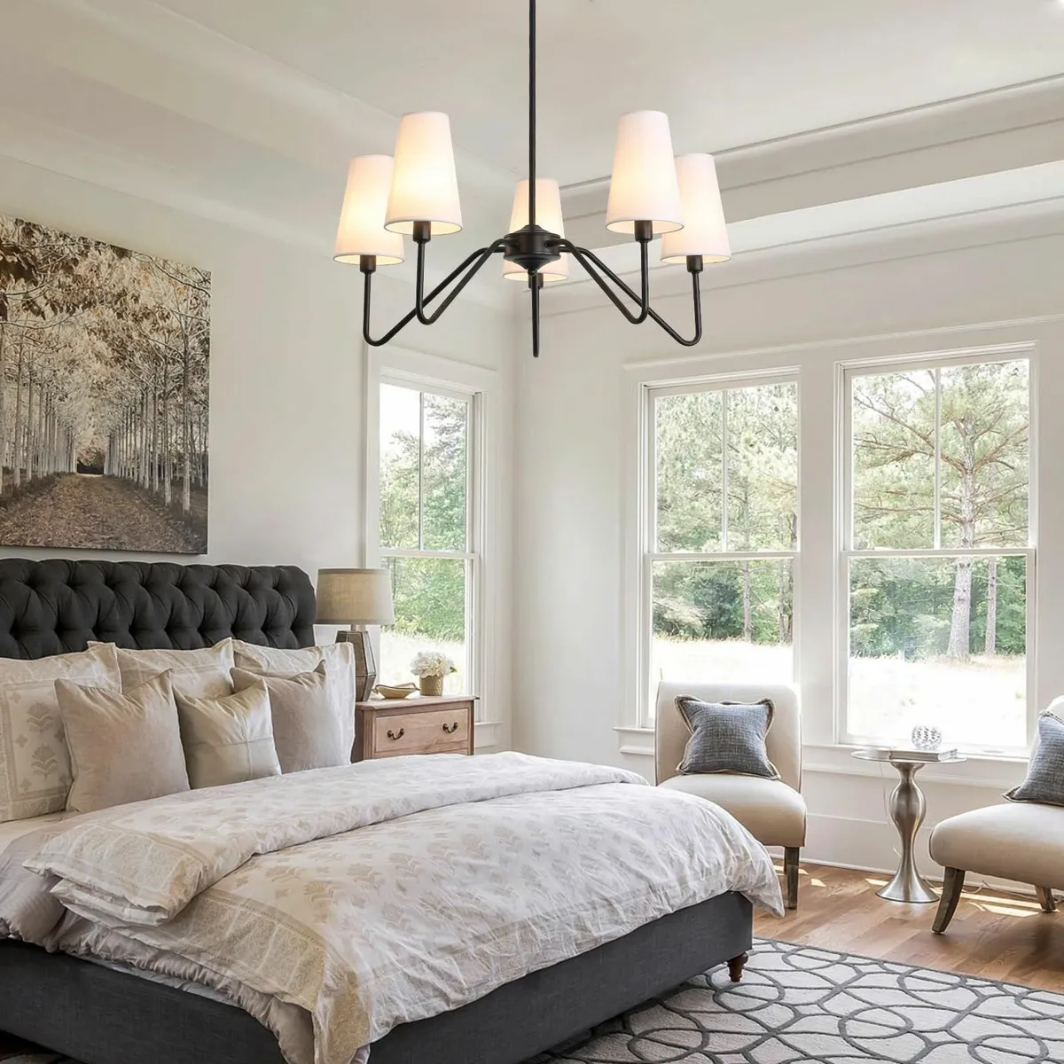 Modern Black Chandelier 5-Light Pendant Light - Image 4