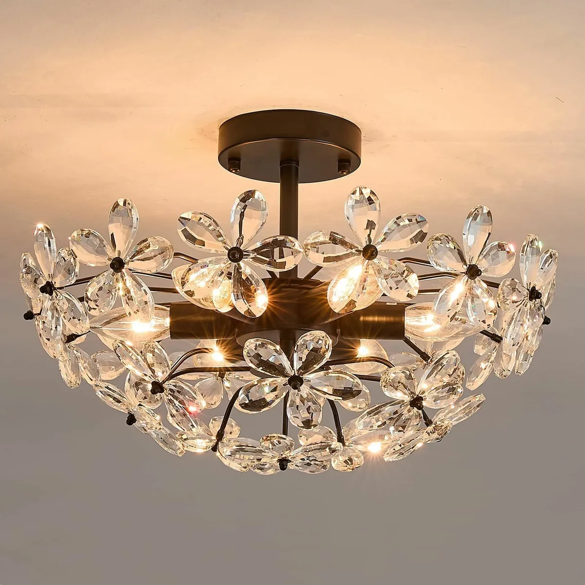 Crystal Chandelier Modern Ceiling Light Semi - Image 2