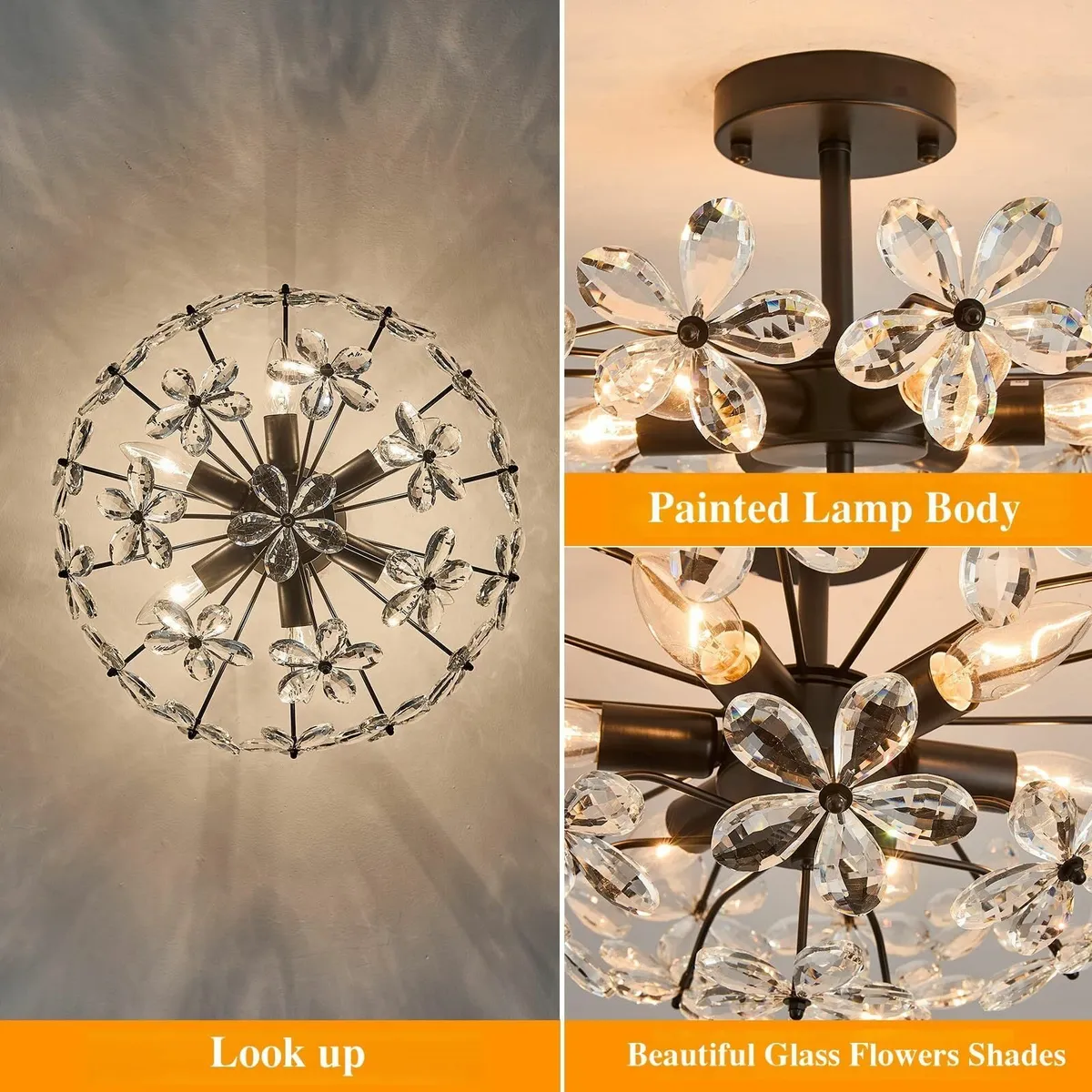 Crystal Chandelier Modern Ceiling Light Semi - Image 4