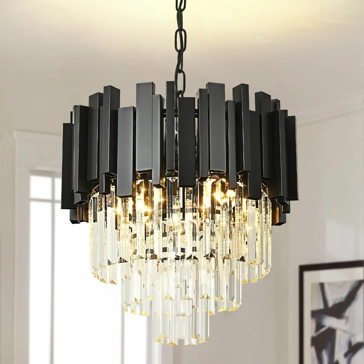 Modern Crystal Chandelier Black Pendant Light - Image 1