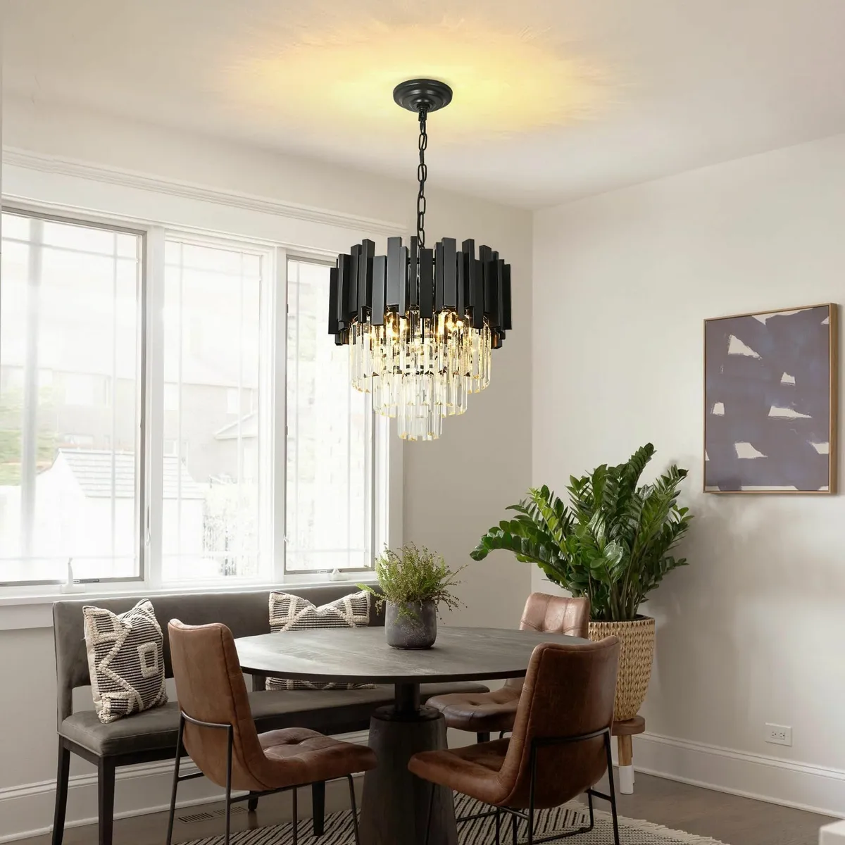 Modern Crystal Chandelier Black Pendant Light - Image 2