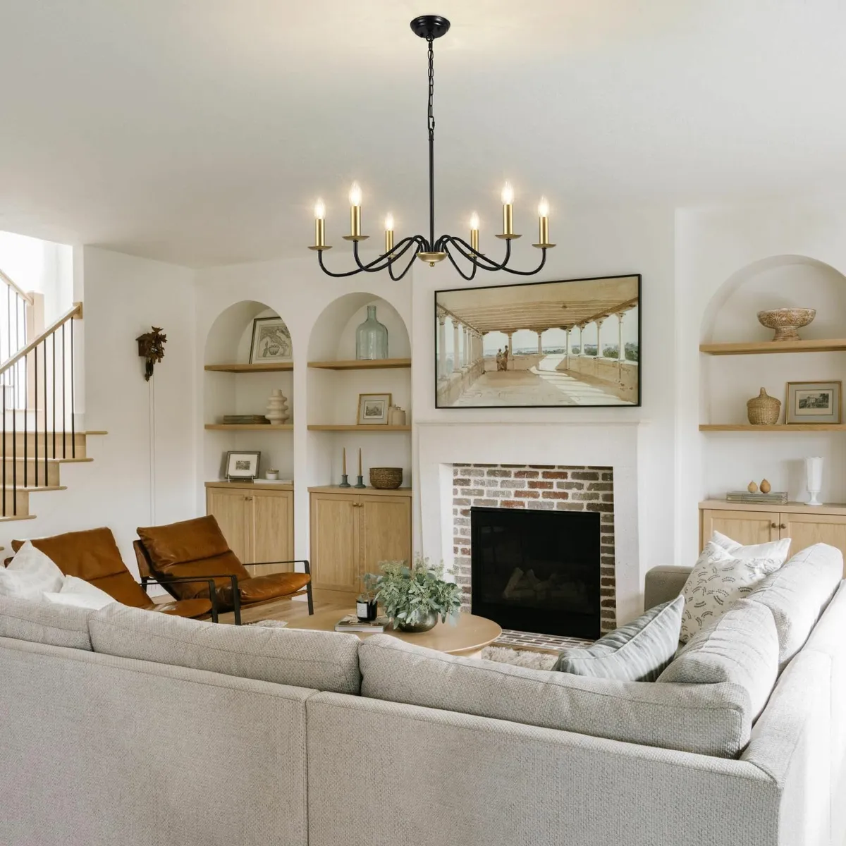 Black and Gold Chandelier Lighting 6 Lights Metal - Image 2