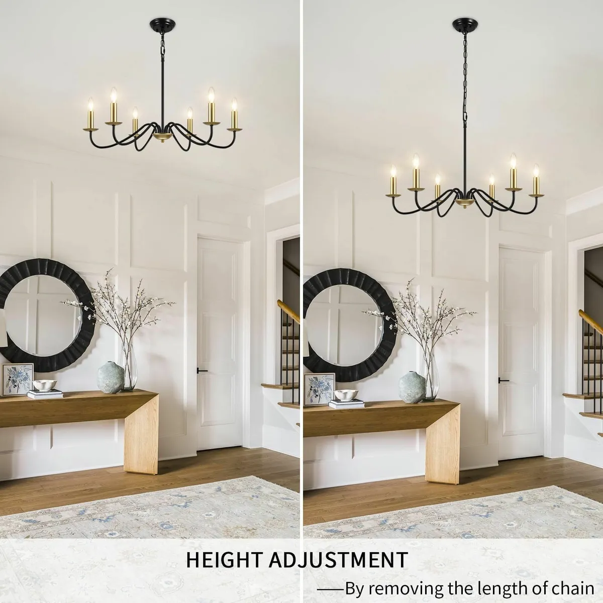 Black and Gold Chandelier Lighting 6 Lights Metal - Image 3