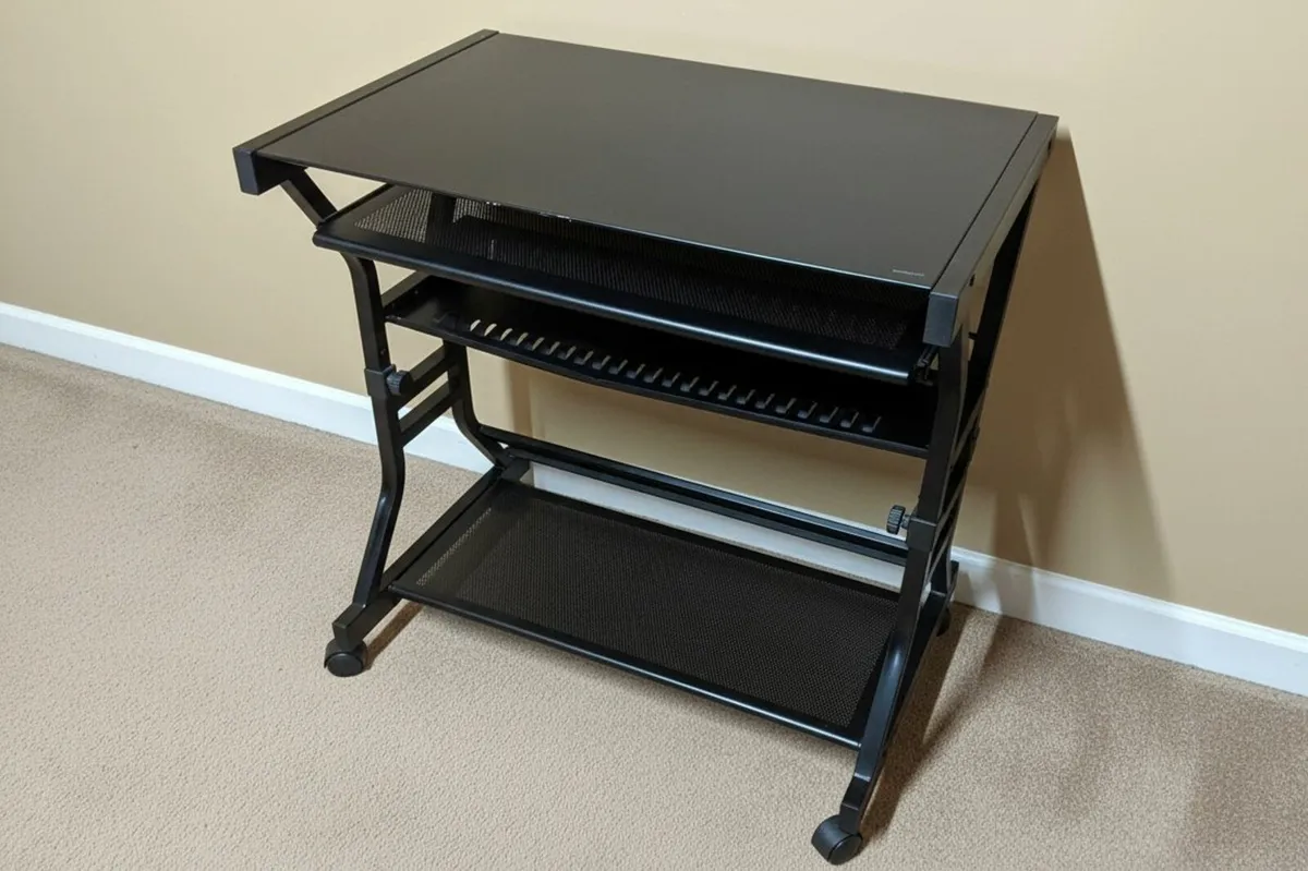 Compact Computer Desk with Glass Top - Image 1