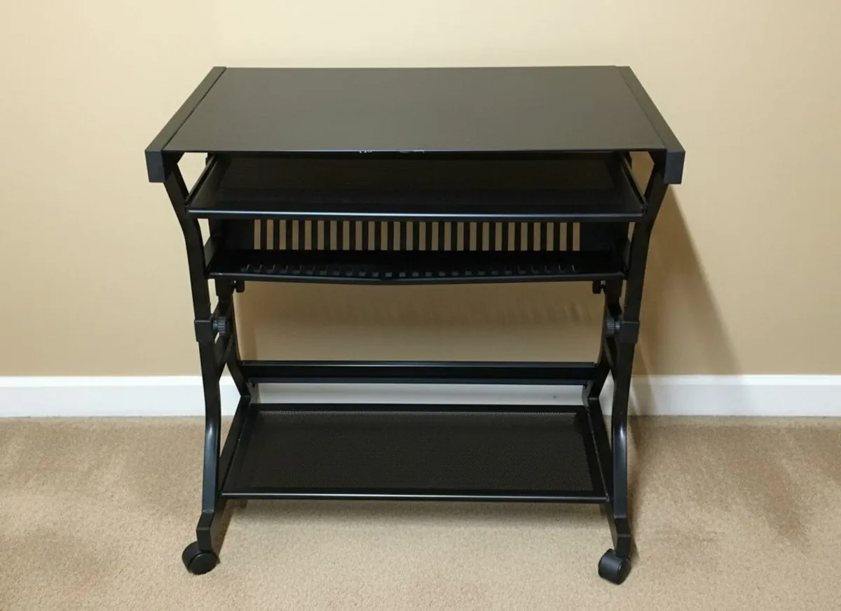 Compact Computer Desk with Glass Top - Image 2
