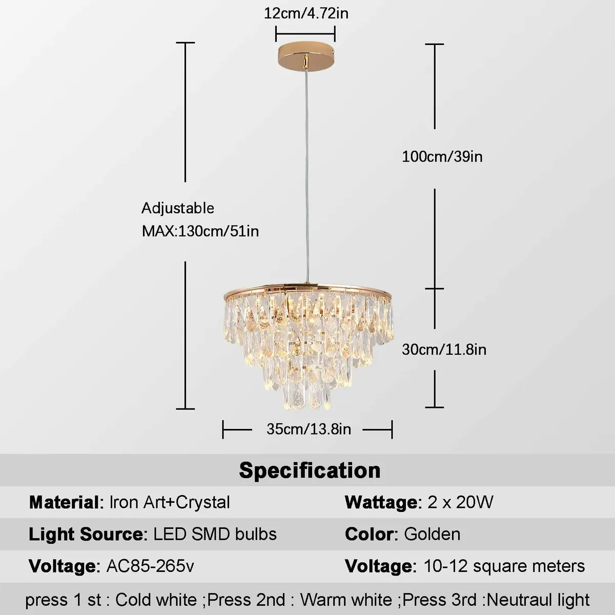 Crystal Led Ceiling Light Modern Chandelier - Image 2