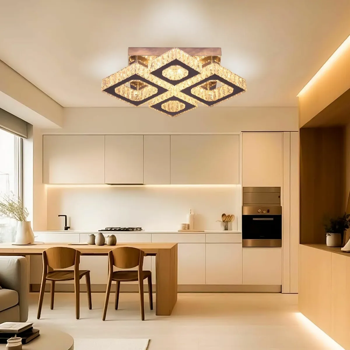 22 Square Crystal Ceiling Light Modern 4 Lights - Image 2