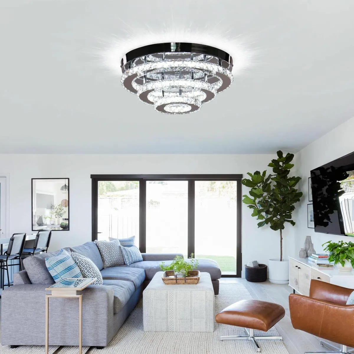 13.8 Dimmable Crystal Flush Mount Ceiling Light - Image 2