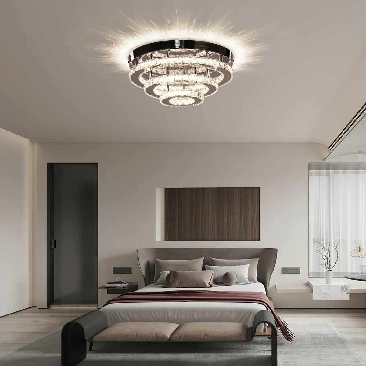 13.8 Dimmable Crystal Flush Mount Ceiling Light - Image 3