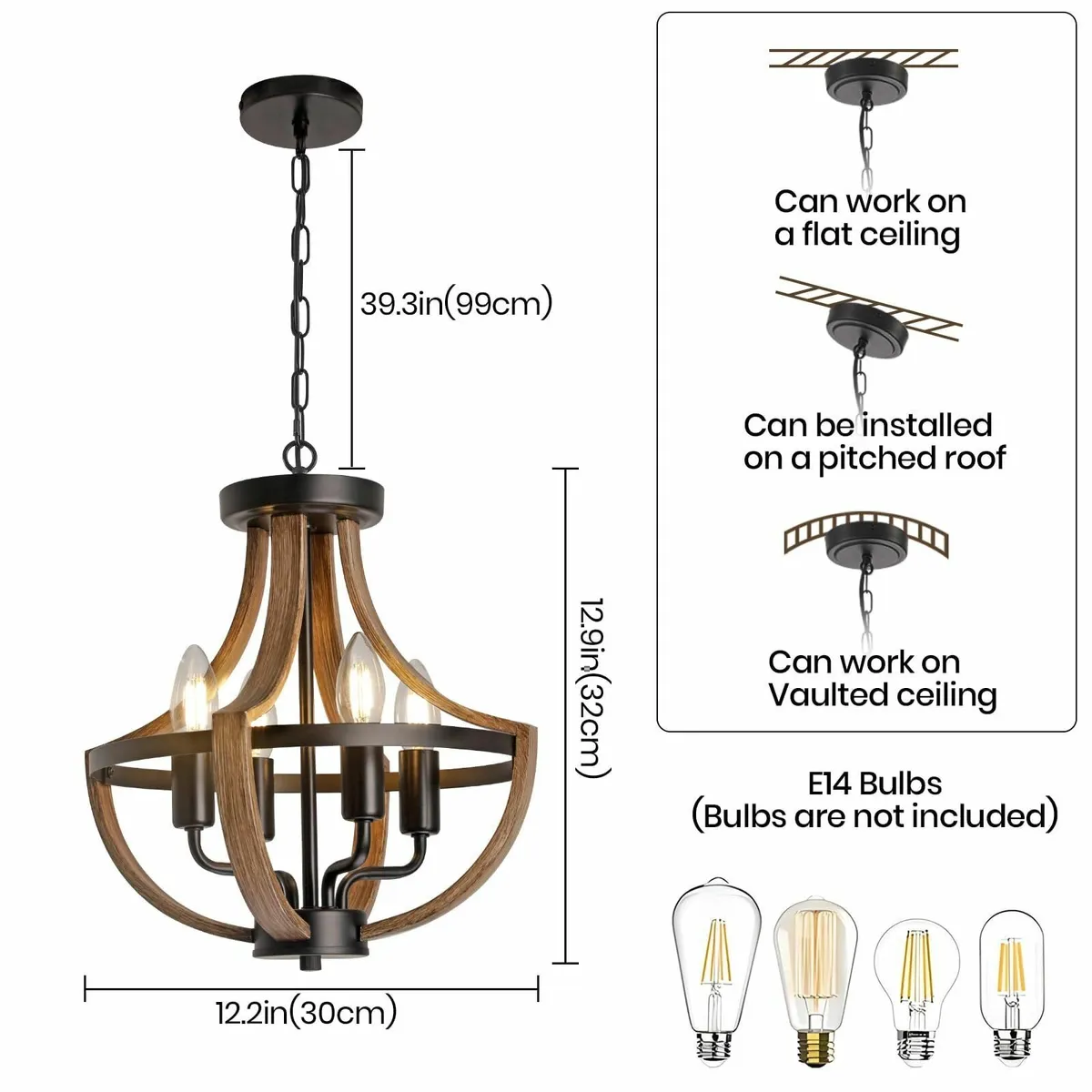 Farmhouse Vintage Chandelier Pendant Light for - Image 2