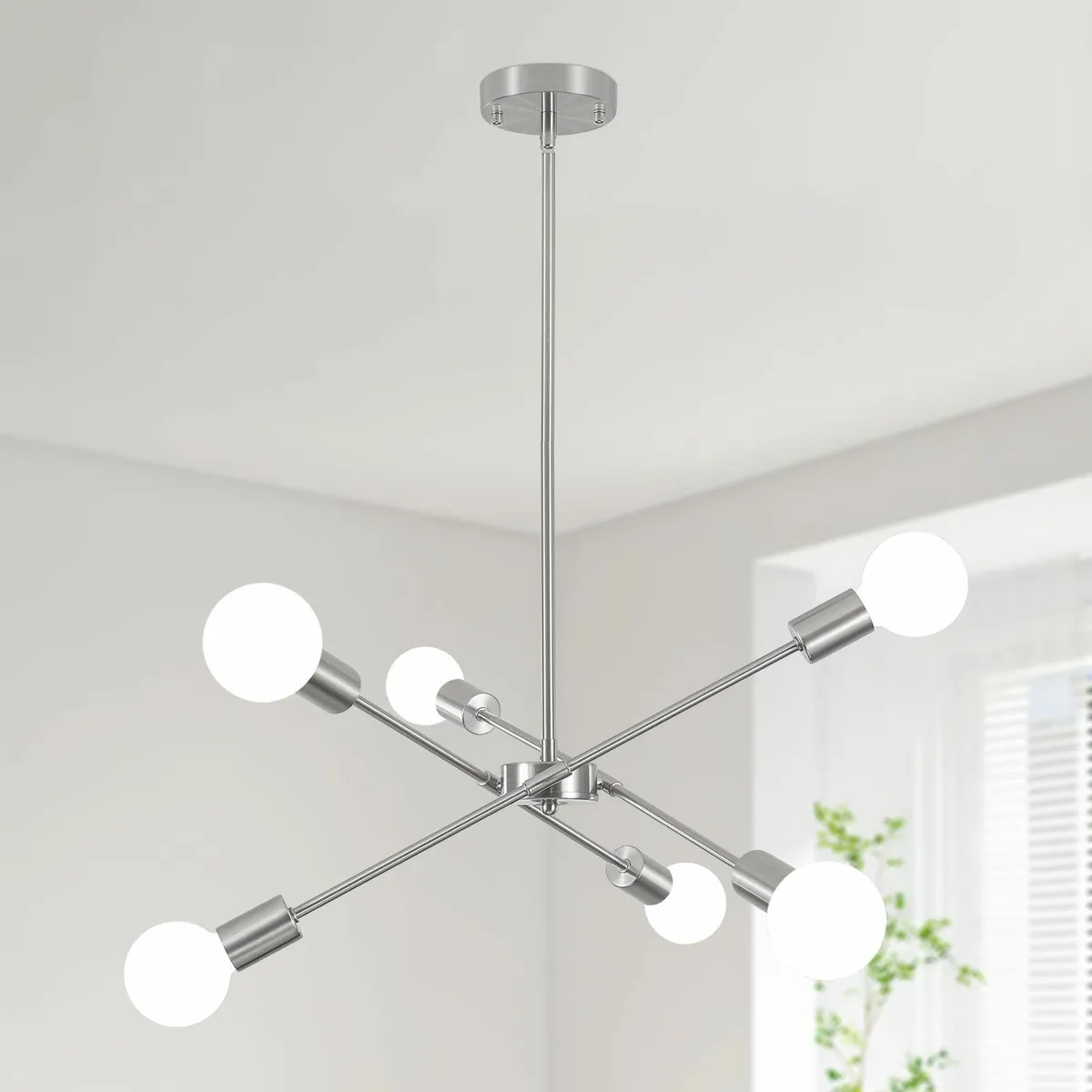 Chandeliers Ceiling Light 6 Lights Nickel Sputnik - Image 1