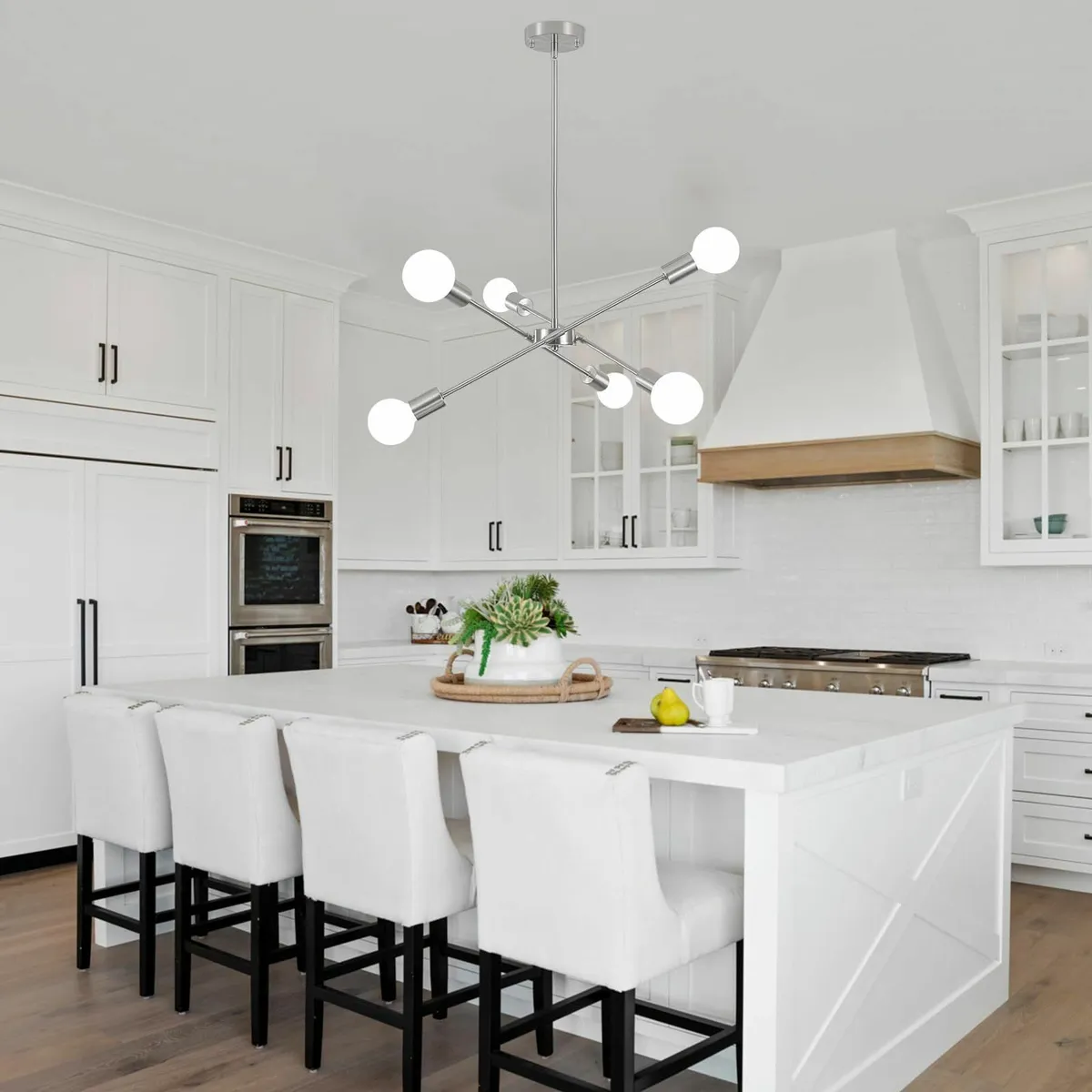 Chandeliers Ceiling Light 6 Lights Nickel Sputnik - Image 2