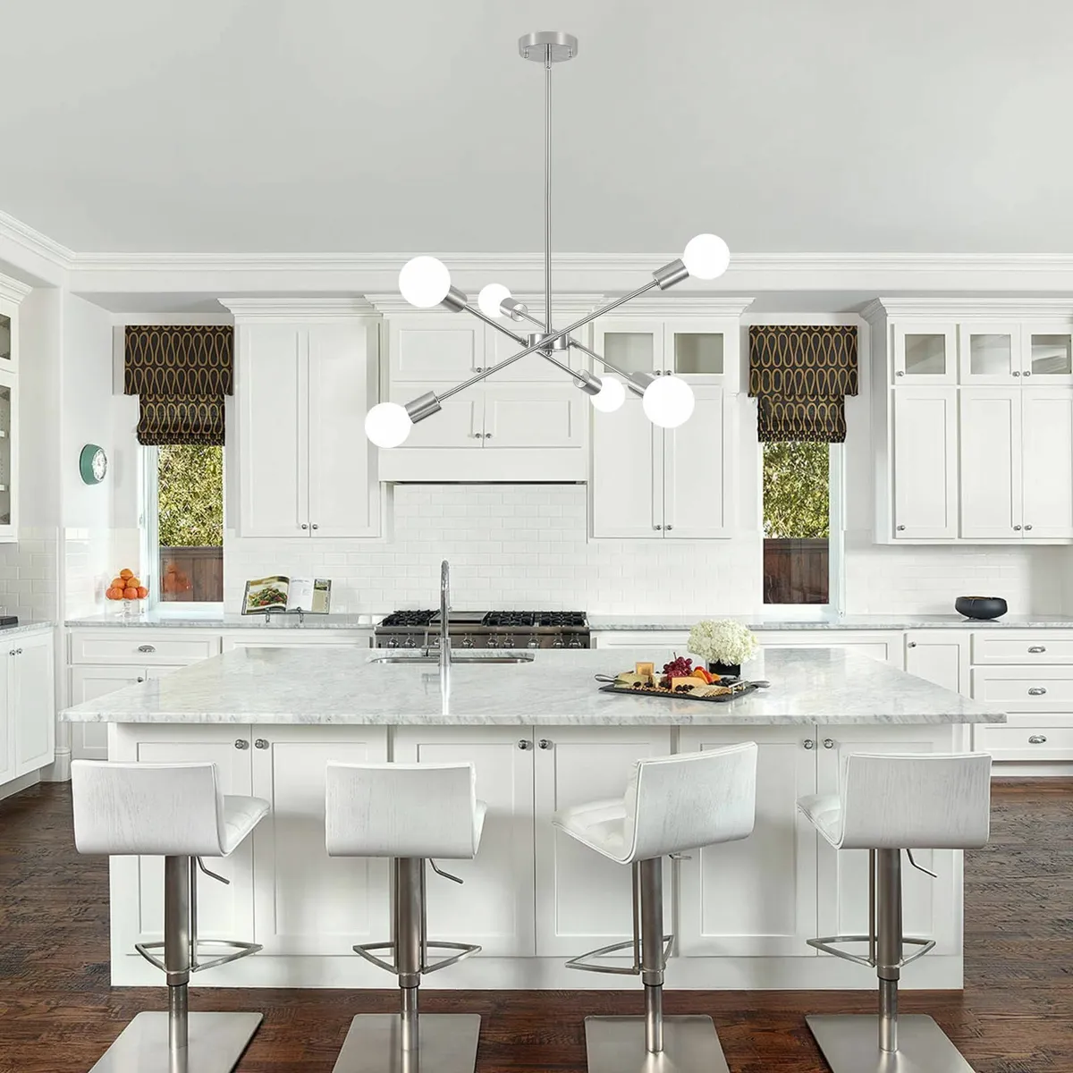 Chandeliers Ceiling Light 6 Lights Nickel Sputnik - Image 3