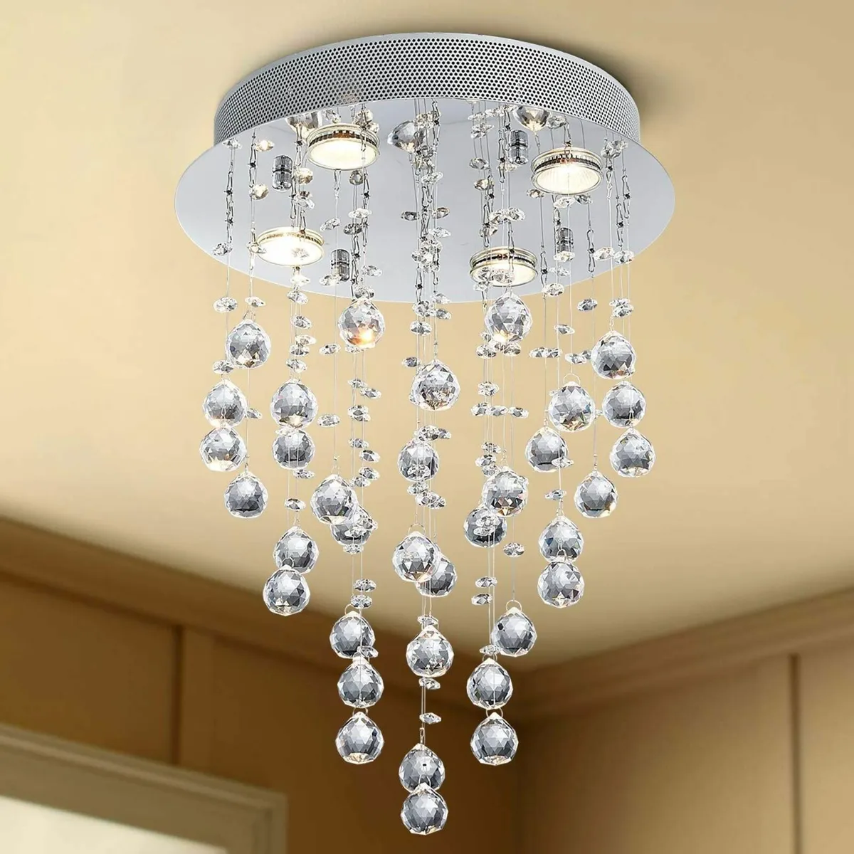 Modern Crystal Raindrop Chandelier Lighting Flush - Image 2