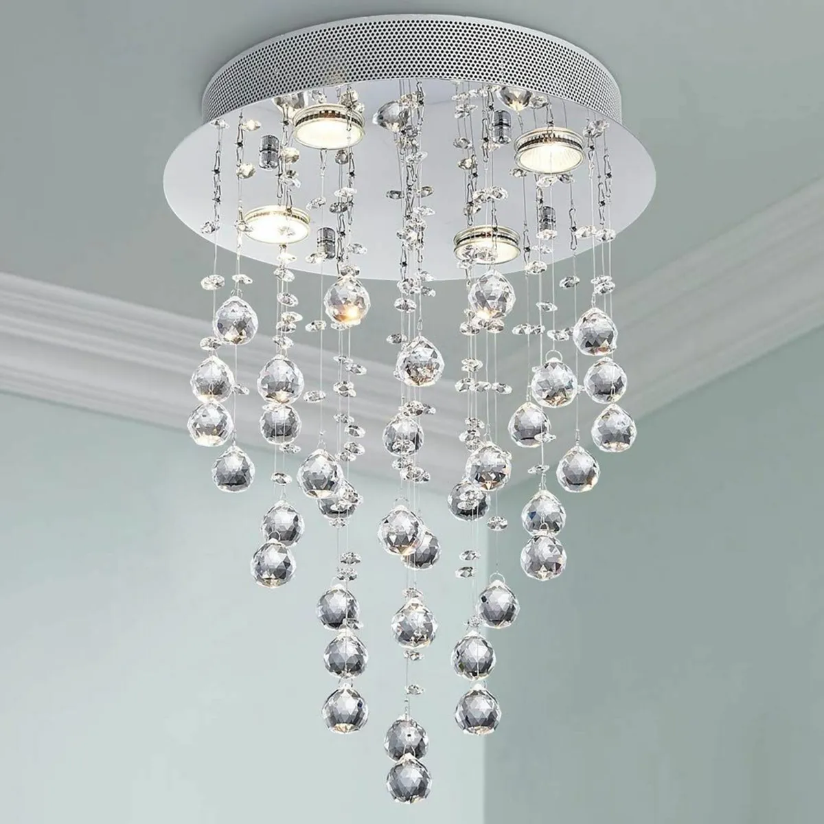 Modern Crystal Raindrop Chandelier Lighting Flush - Image 4