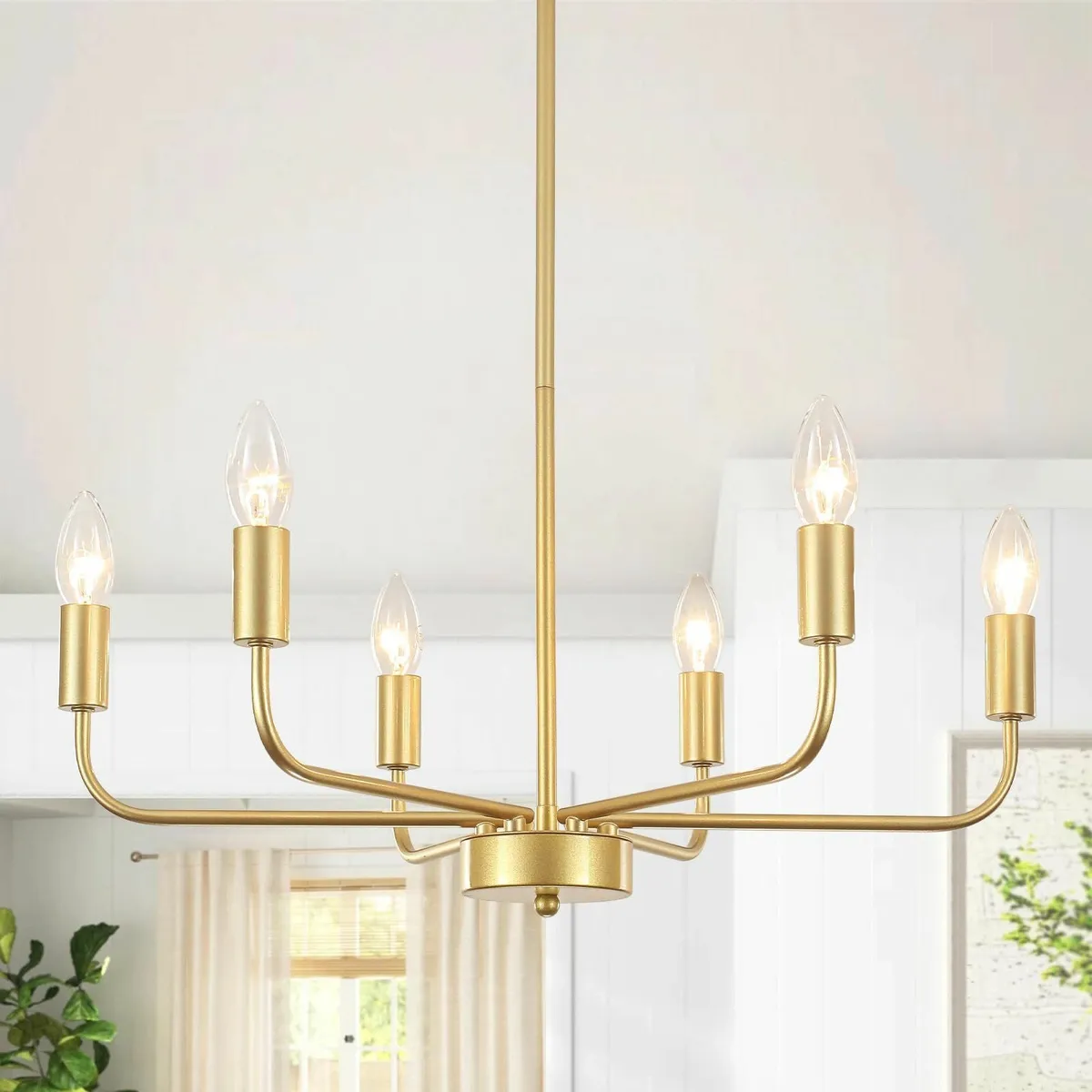 Gold Chandelier 6 Lights Modern Chandeliers - Image 1