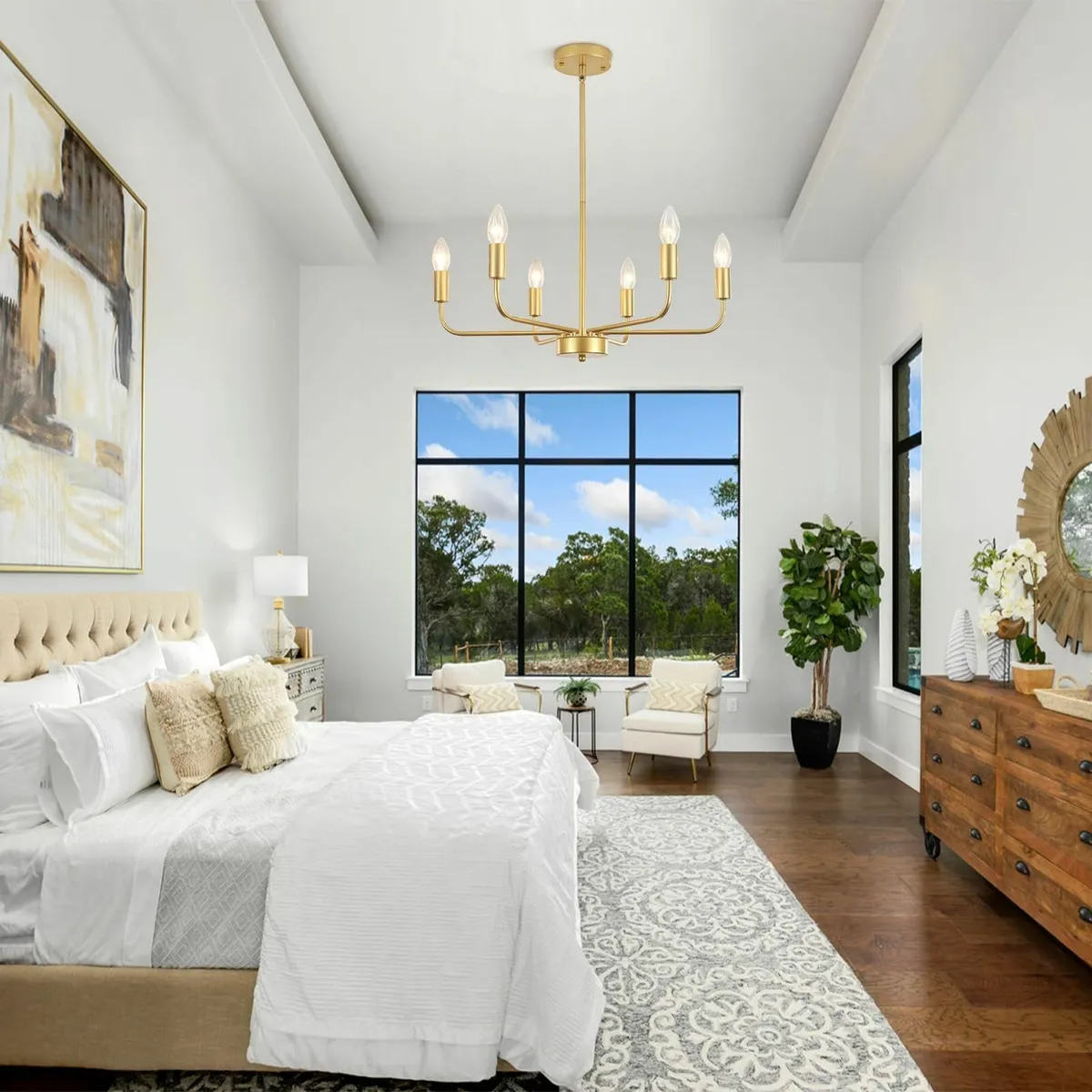 Gold Chandelier 6 Lights Modern Chandeliers - Image 3