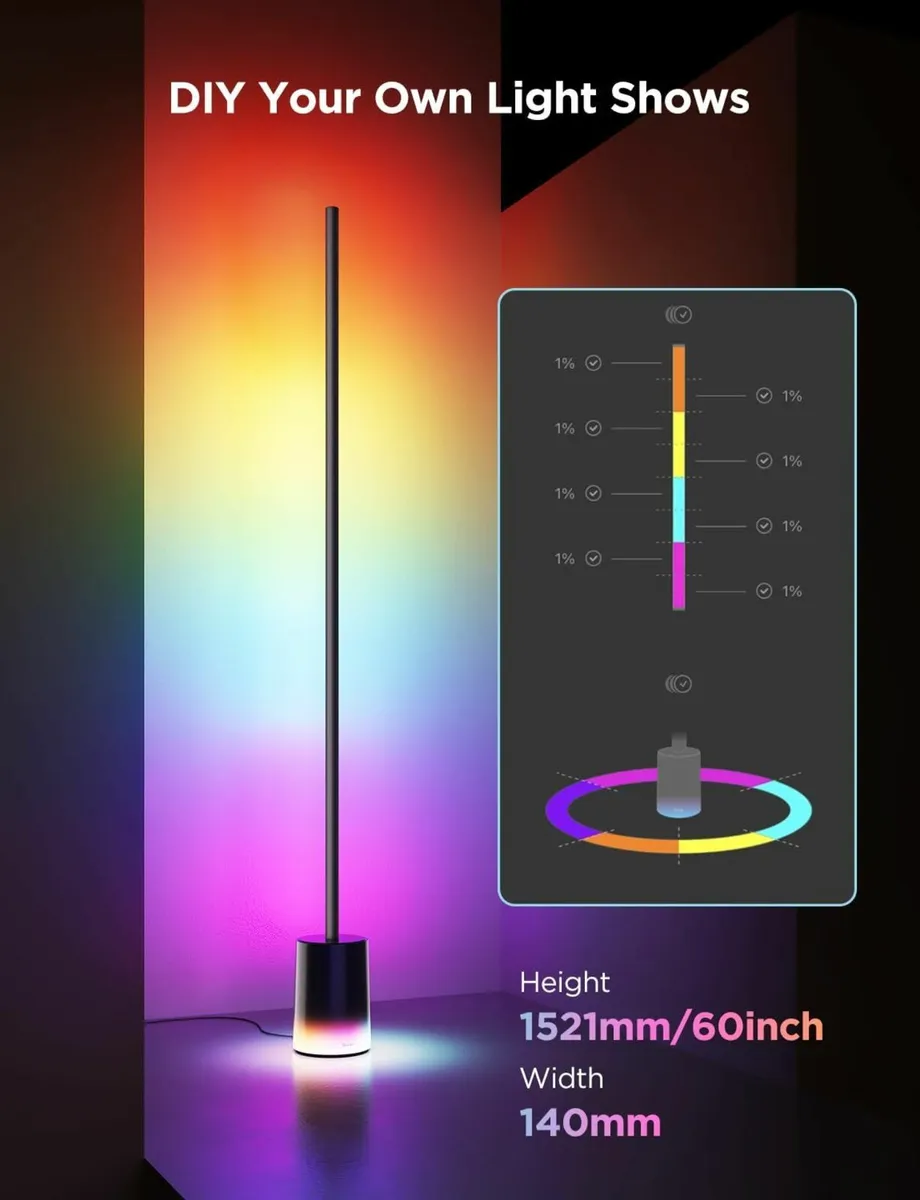 LED Floor Lamp RGBIC Dimmable Standing 152cm Work - Image 3