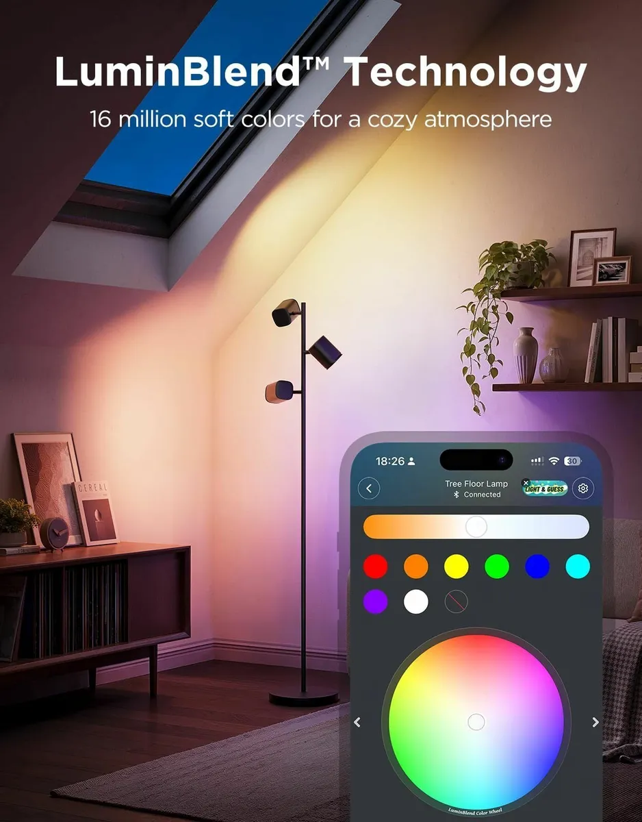 Tree LED Floor Lamp RGBWW 3-Head Focus Adjustable - Image 4