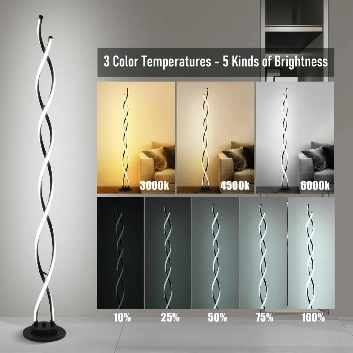Floor Lamp LED Lamps for Living Room 3 Color - Image 2
