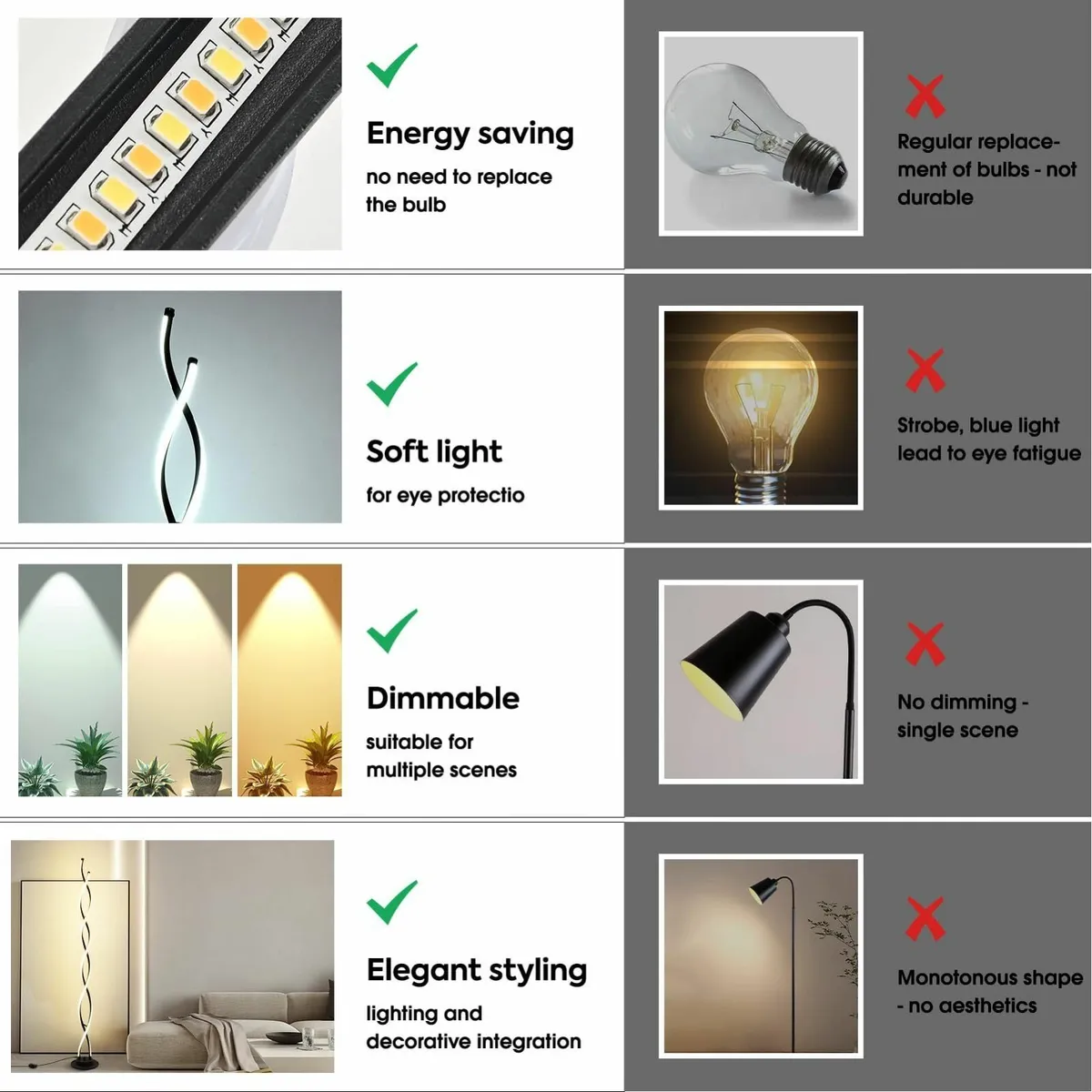 Floor Lamp LED Lamps for Living Room 3 Color - Image 4