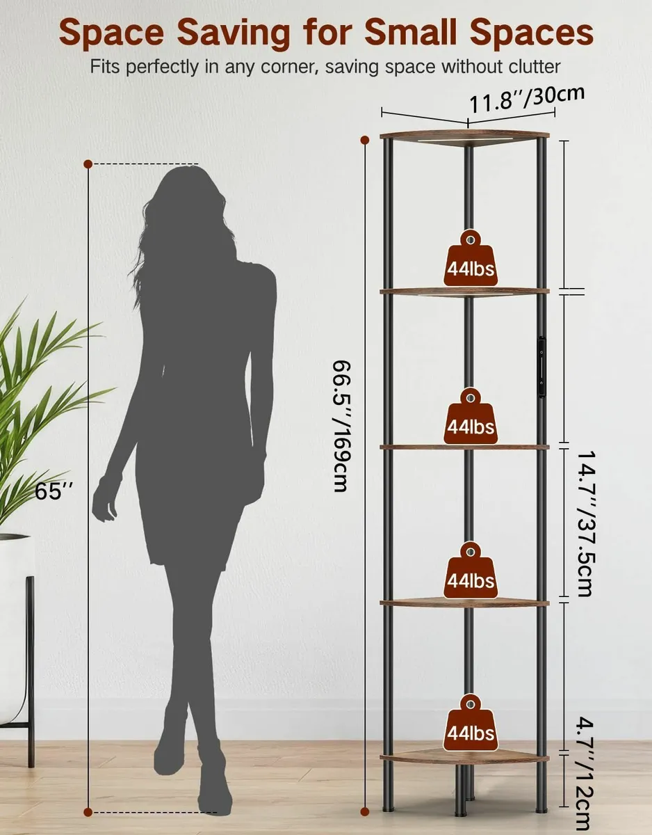 5 Tier Floor Lamp with Shelves LED Light Touch - Image 2