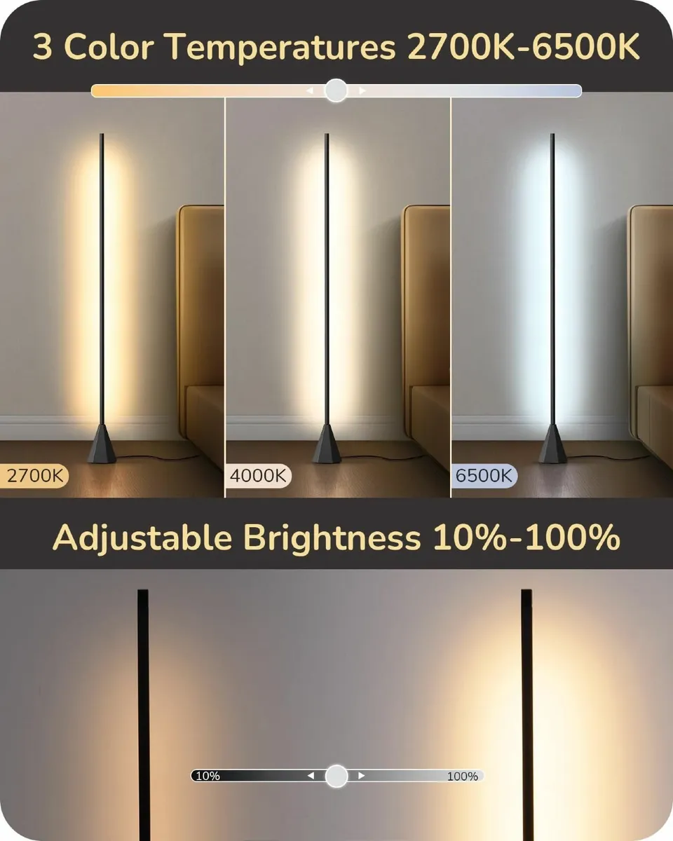 LED Floor Lamp Dimmable Standing 2700K-6500K with - Image 4