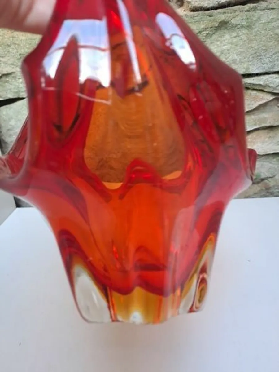Vintage Murano Vase Red and orange - Image 4