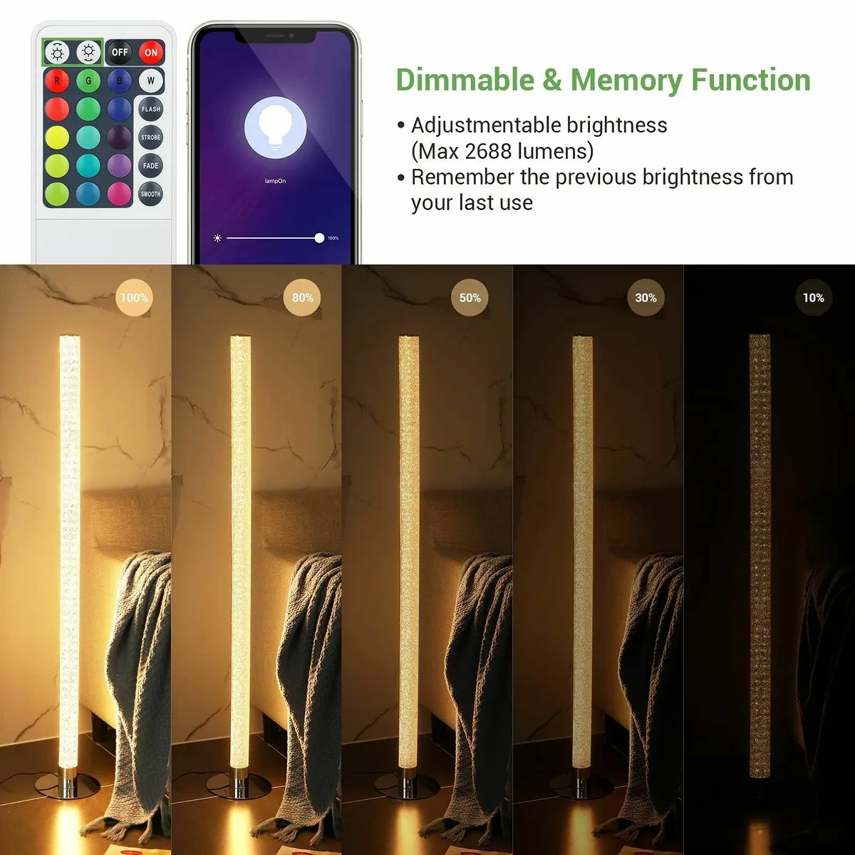 LED Floor Lamp Dimmable Standing Work with Alexa - Image 3