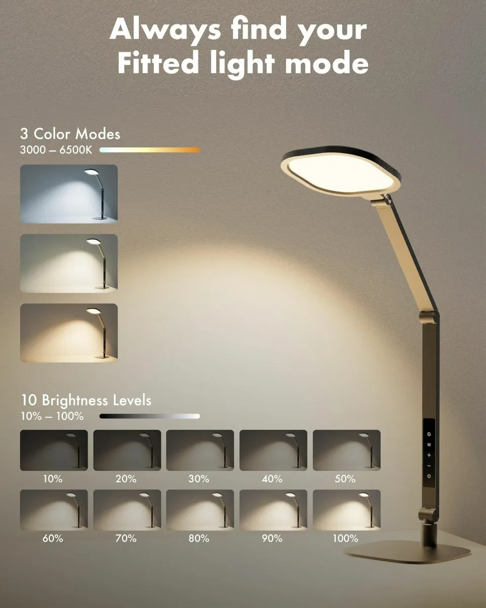 LED Desk Lamp with Swing Arm for Home Office - Image 3
