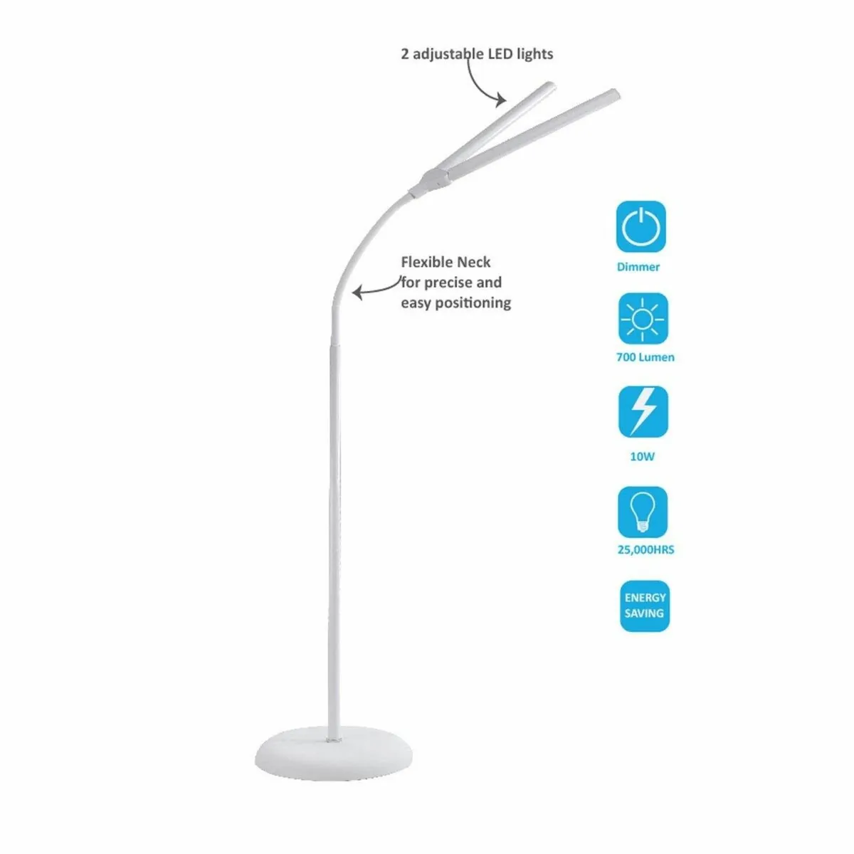 Free-Standing LED Floor Lamp with Flexible Necks - Image 3