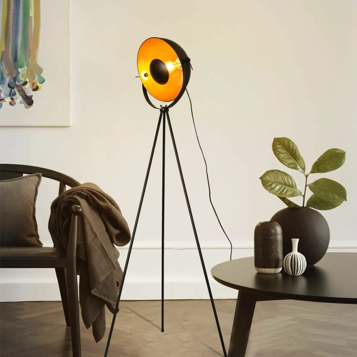 Modern Industrial Tripod Floor Lamp - Mid Century - Image 1
